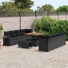 vidaXL Σετ Καναπέ Κήπου με μαξιλάρι 11 pcs Μαύρο Πολυ ράταν