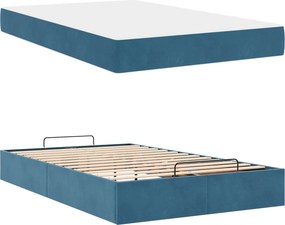 vidaXL Σκελετός κρεβατιού με στρώμα 2 pcs Μπλε Βελούδο