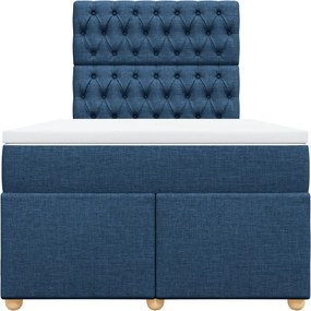 vidaXL Κρεβάτι Boxspring με Στρώμα Μπλε 120x200 εκ. Υφασμάτινο