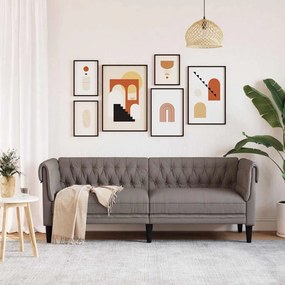 vidaXL Καναπές Τριθέσιος Chesterfield Taupe Υφασμάτινος