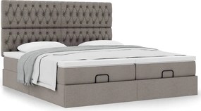 vidaXL Οθωμανικό κρεβάτι με στρώματα Taupe 160x200cm ύφασμα