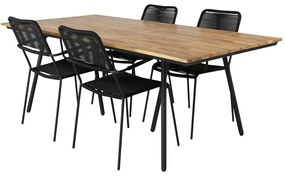 Σετ Τραπέζι και καρέκλες Dallas 2192, Ξύλο, Μέταλλο, Σχοινί, Ξύλο: Ακακία | Epipla1.gr