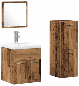 vidaXL Σετ Επίπλων Μπάνιου με πόρτα 4 pcs Παλιό Ξύλο 41 x 38.5 x 46 cm