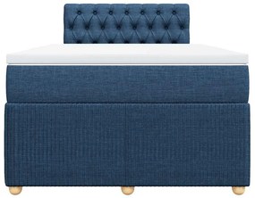 vidaXL Κρεβάτι Boxspring με Στρώμα Μπλε 120x190 εκ. Υφασμάτινο