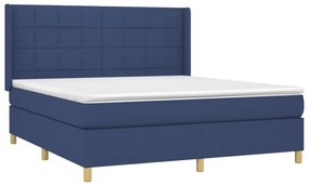 vidaXL Κρεβάτι Boxspring με Στρώμα &amp; LED Μπλε 180x200 εκ. Υφασμάτινο