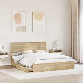 vidaXL Κρεβάτι Αποθήκης Δρύς Sonoma 160 x 200 cm Επεξεργασμένο ξύλο