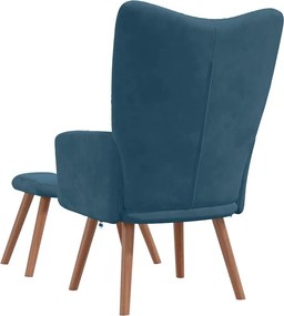 vidaXL Πολυθρόνα Relax Μπλε Βελούδινη με Σκαμπό