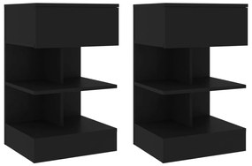 vidaXL Κομοδίνα 2 τεμ. Μαύρα 40 x 35 x 65 εκ.