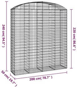 vidaXL Συρματοκιβώτιο Τοξωτό 200x50x220/240εκ. από Γαλβανισμένο Χάλυβα