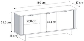 Μπουφές Bohema Megapap χρώμα ivory - sepet oak 180x47x76,6εκ.