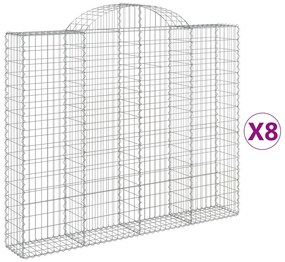 vidaXL Συρματοκιβώτια Τοξωτά 8 τεμ. 200x30x160/180 εκ. Γαλβαν. Ατσάλι