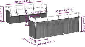 vidaXL Σαλόνι Κήπου Σετ 9 τεμ. Μπεζ Συνθετικό Ρατάν με Μαξιλάρια