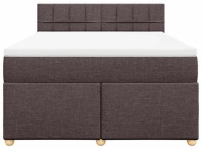 vidaXL Κρεβάτι Boxspring με Στρώμα Σκούρο Καφέ 140x190 εκ. Υφασμάτινο