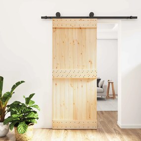 vidaXL Συρόμενη Πόρτα Φυσικό και Μαύρο 85 x 210 cm
