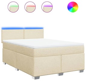 vidaXL Κρεβάτι Boxspring με Στρώμα Κρεμ 140x200 εκ. Υφασμάτινο