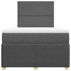 vidaXL Κρεβάτι Boxspring με Στρώμα Σκούρο Γκρι 120x190 εκ Υφασμάτινο