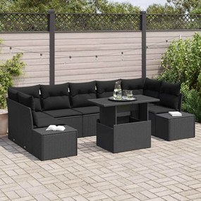vidaXL Σετ Καναπέ Κήπου με μαξιλάρι 8 pcs Μαύρο