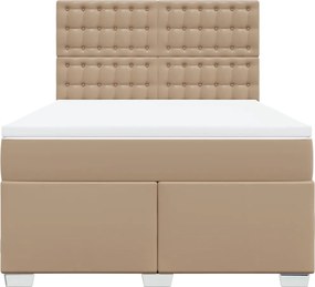 vidaXL Κρεβάτι Boxspring με Στρώμα Καπουτσίνο 160x200εκ.από Συνθ.Δέρμα