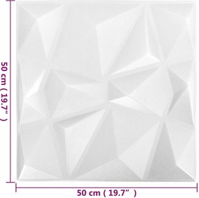 vidaXL Πάνελ τοίχου 12 pcs Οριγκάμι Άσπρο 50 x 50 cm Φελιζόλ XPS