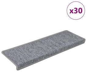 vidaXL Πατάκια Σκαλιών 30 τεμ. Ανοιχτό Γκρι 65x21x4 εκ. με Ορθογώνια Άκρη