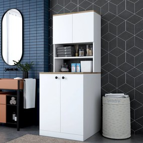 Ντουλάπι Πλυντηρίου Λευκό / Καρυδί FEBOS 70x72.5x183.6