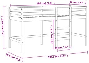 ΚΡΕΒΑΤΙ ΚΟΥΚΕΤΑ ΠΑΙΔΙΚΟ ΜΕ ΣΚΑΛΑ 90 X 190 ΕΚ. ΜΑΣΙΦ ΞΥΛΟ ΠΕΥΚΟΥ 835892