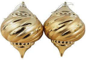 Χριστουγεννιάτικες Μπάλες (Σετ 2Τμχ) Onion 00.01.13066 15cm Gold
