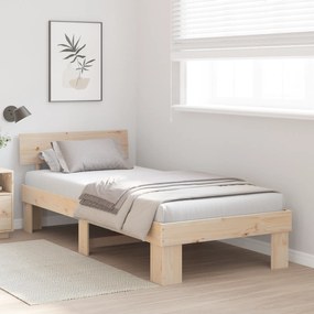 vidaXL Σκελετός Κρεβατιού Καφέ 90 x 200 cm Συμπαγές ξύλο πεύκου