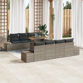 vidaXL Σετ κήπου 7 κομματιών  με μαξιλάρια Γκρι Πολυ Ρατάν
