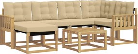 vidaXL Σειρά Καναπέ Εξωτερικού με μαξιλάρι 7 pcs Λευκό και Μπεζ