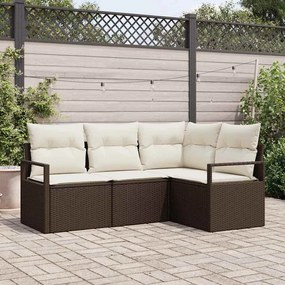 vidaXL Σετ Καναπέ Κήπου 4 pcs Καφέ Πολυ ράταν