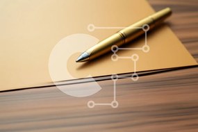 Intra Συλλεκτικό Ξύλινο Παζλ Plywood  4mm - Κομψό στυλό και χαρτί σε ξύλινο γραφείο Σε Ξύλινο Κουτί - Διαστάσεις: 10x10 cm – 25 κομμάτια