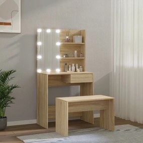 vidaXL Μπουντουάρ Σετ με LED Sonoma Δρυς από Επεξεργασμένο Ξύλο
