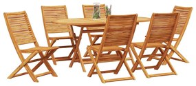 vidaXL Σέτ φαγητού για κήπο Πτυσσόμενος 7 pcs Καφέ Μασίφ ξύλο ακακίας