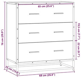 Ραφιέρα Καφέ Δρυς 68x35x76 εκ. Επεξ. Ξύλο + Μέταλλο - Μαύρο