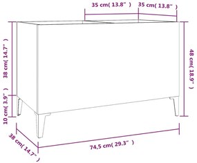 Δισκοθήκη Γκρι Σκυροδέματος 74,5x38x48 εκ. Επεξεργασμένο Ξύλο - Γκρι