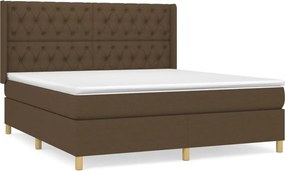 vidaXL Κρεβάτι Boxspring με Στρώμα Σκούρο Καφέ 160x200 εκ Υφασμάτινο