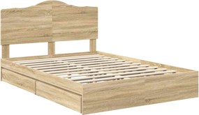 vidaXL Κρεβάτι Αποθήκης Δρύς Sonoma 150 x 200 cm Επεξεργασμένο ξύλο
