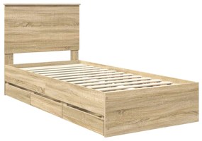 vidaXL Σκελετός Κρεβατιού Δρύς Sonoma 90 x 200 cm Μηχανήματος Ξύλο