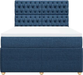 vidaXL Κρεβάτι Boxspring με Στρώμα Μπλε 160x200 εκ. Υφασμάτινο