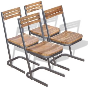 vidaXL Καρέκλες Τραπεζαρίας 4 τεμ. από Μασίφ Ξύλο Teak