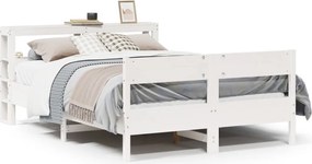 vidaXL Σκελετός Κρεβ. Χωρίς Στρώμα Λευκό 135x190 εκ Μασίφ Πεύκο
