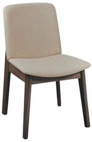 WOODWELL Ε7872,4EMMA Καρέκλα Τραπεζαρίας Οξιά Καρυδί, Ύφασμα Μπεζ 49x57x83cm Ε7872,4