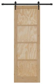 vidaXL Συρόμενη Πόρτα Χειροκίνητος Καφέ 78 x 232 cm Μασίφ ξύλο πεύκου