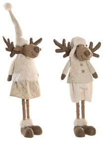 Χριστουγεννιάτικο Στολίδι Home ESPRIT Λευκό Μπεζ 25 x 18 x 44 cm (x2)