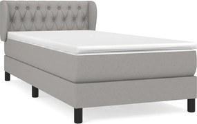 vidaXL Κρεβάτι Boxspring με Στρώμα Ανοιχτό Γκρι 90x200 εκ. Υφασμάτινο