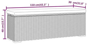 Σκαμπό με Μαξιλάρι Μαύρο 110 x 30 x 40 εκ. από Συνθετικό Ρατάν - Μαύρο