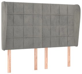 Κεφαλάρι με Πτερύγια Ανοιχτό Γκρι 147x23x118/128 εκ. Βελούδινο 3118004