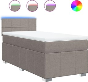 vidaXL Κρεβάτι Boxspring με Στρώμα Taupe 100 x 200 εκ. Υφασμάτινο