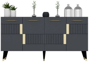 Μπουφές Moda 475OLV2684 150x40x79cm Anthracite-Gold Μοριοσανίδα, Μελαμίνη